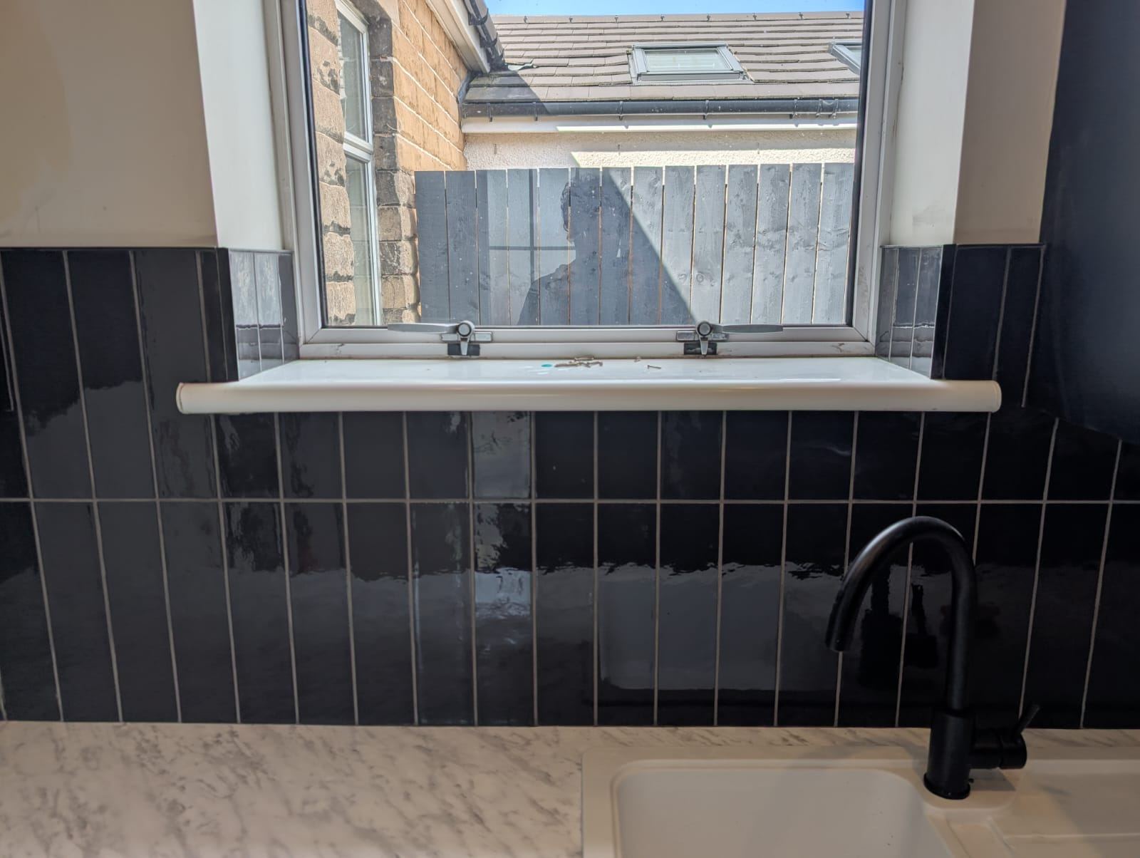 Vertical Black Tile Kitchen Splashback, Motherwell